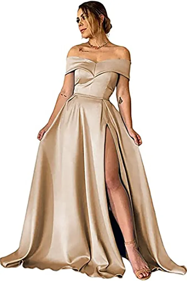 One Shoulder Split Long Sleeves Prom Dress with Overskirt main image 0