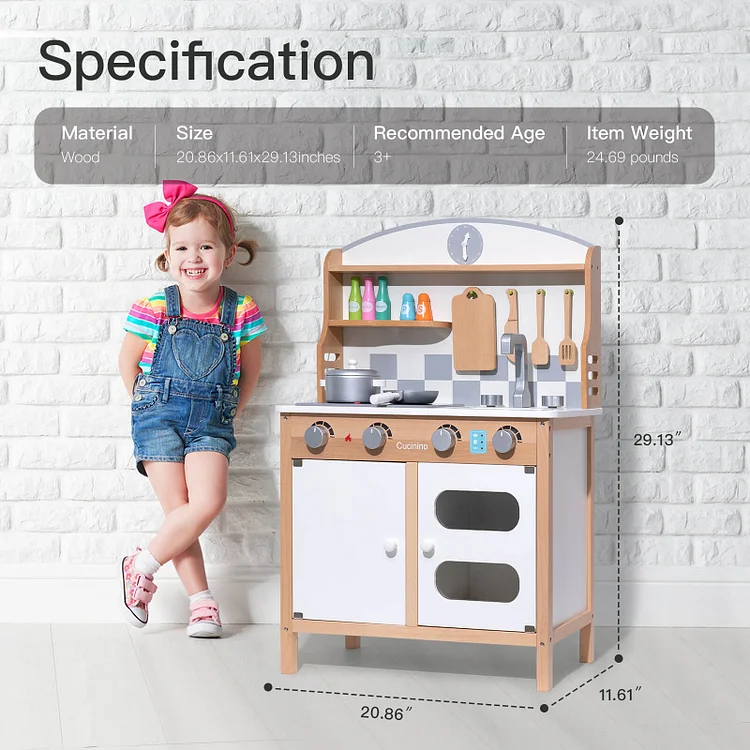 Robud Wooden Kitchen Pretend Play Set with Accessories for kids & toddler  WCF14