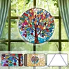 (18.5cm)DIY Acrylic Jigsaw Puzzle Window Hanging with Hanging Chain DIY Stained Glass Decoration Round Window Puzzle Decor for DIY Craft Project (Tree)