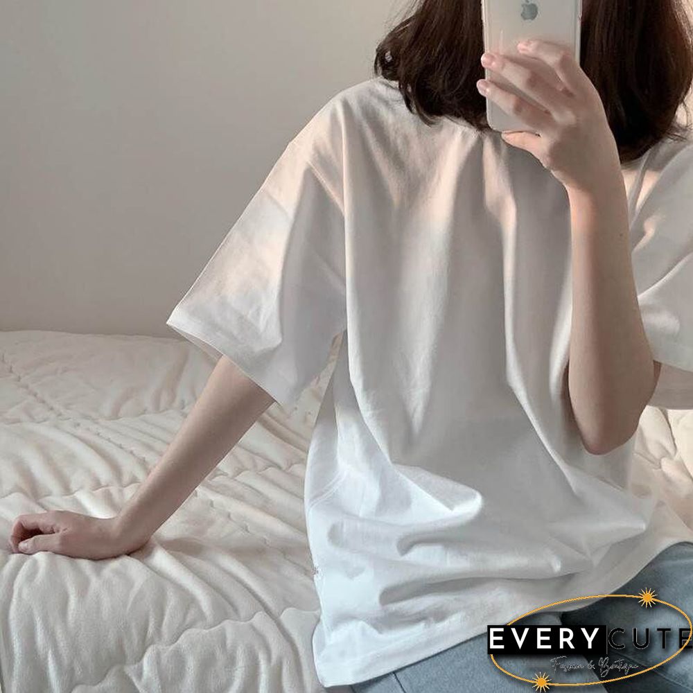 Harajuku Streetwear Oversized Women T-shirts Korean Cute Bear Half Sleeve Loose T-Shirt