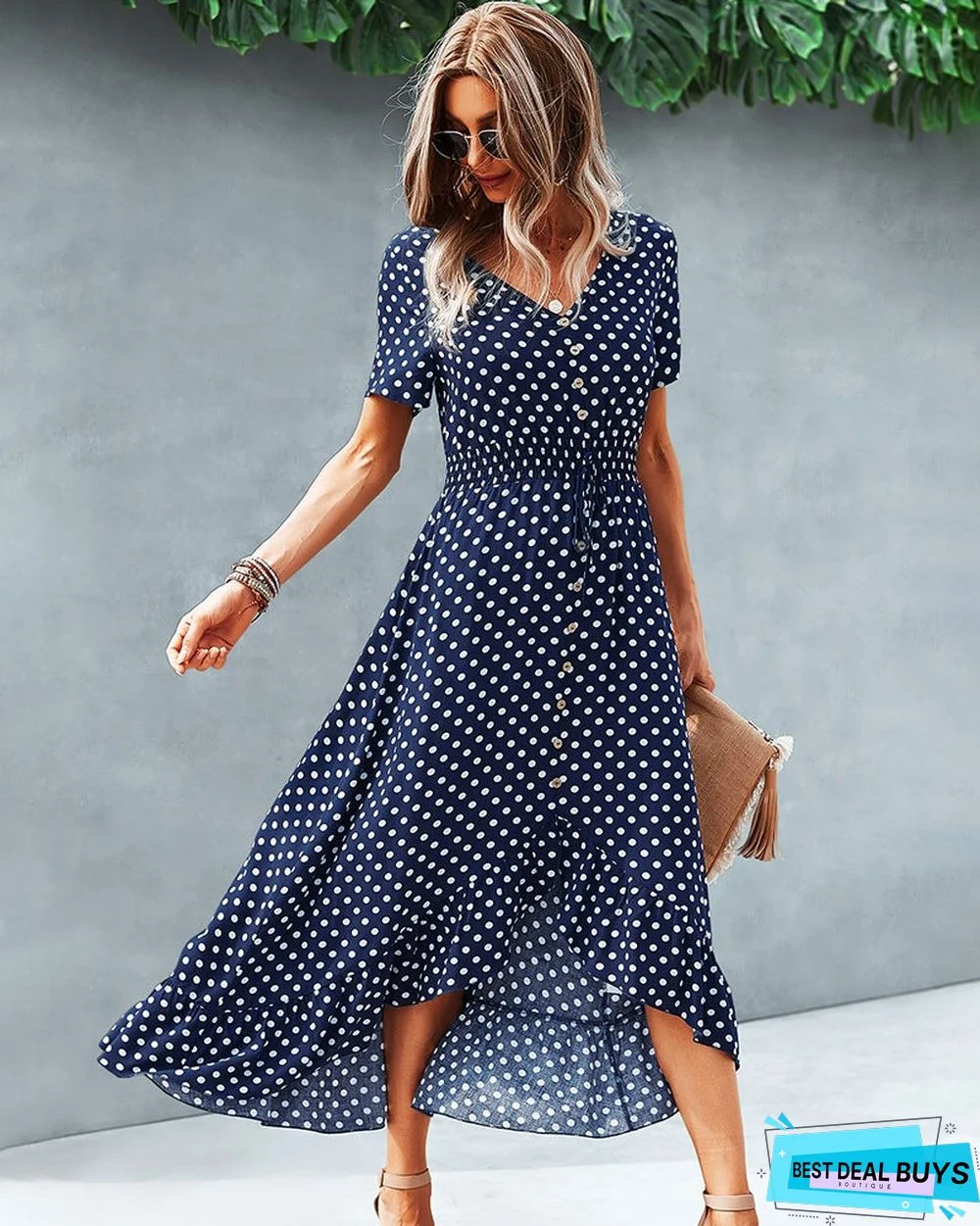 Fashion Holiday Dress Wave Point Skirt Before Short After Growing Up Dress