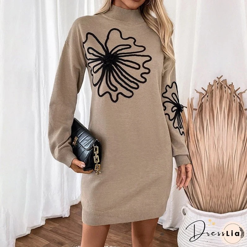 Women's Fashion Cool Flower Pattern Woolen Sweaters