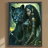 Diamond Painting -DIY Round Drill Woman&Leopard