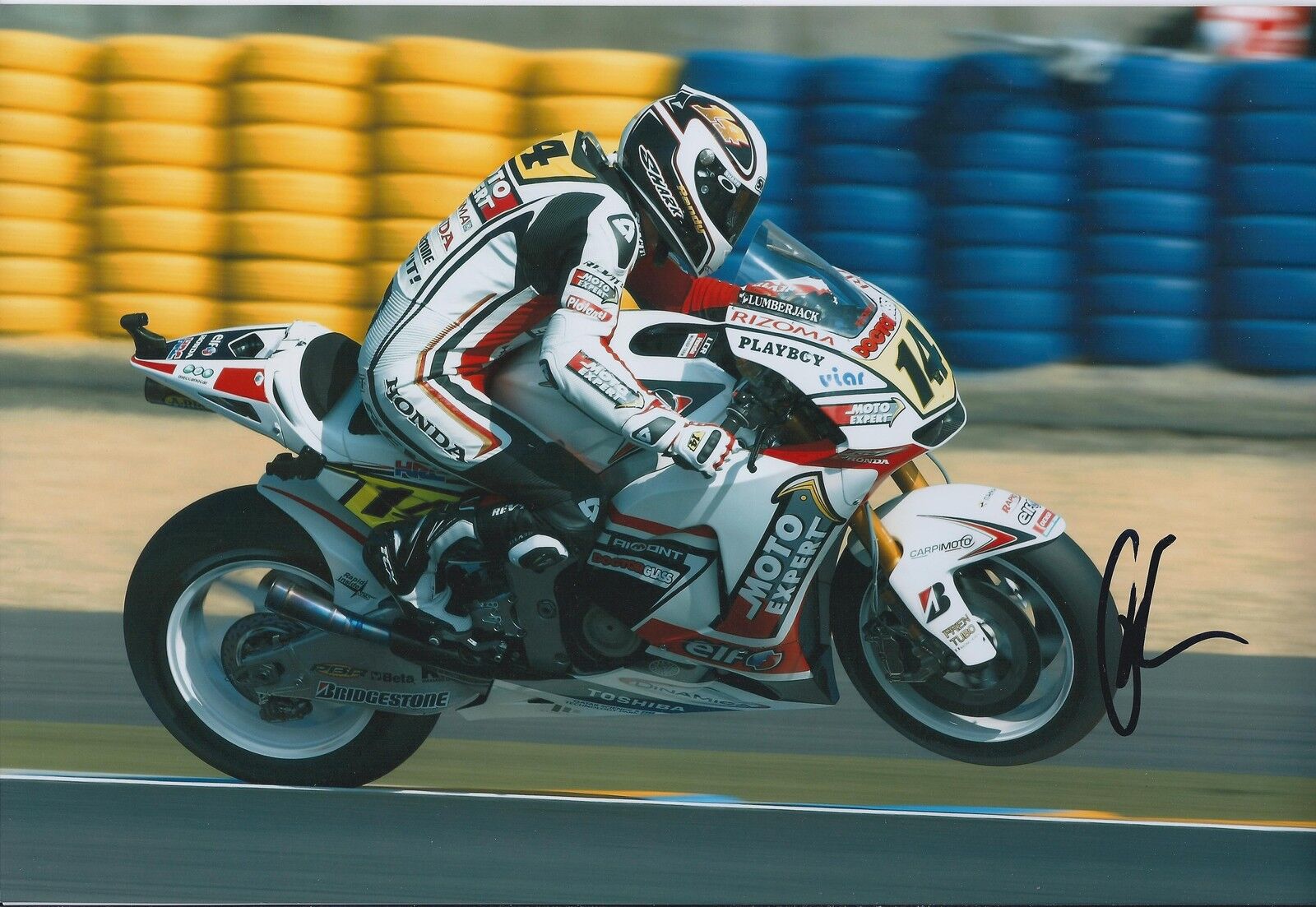 Randy De Puniet Autograph MotoGP Playboy HONDA SIGNED 12x8 Photo Poster painting AFTAL COA