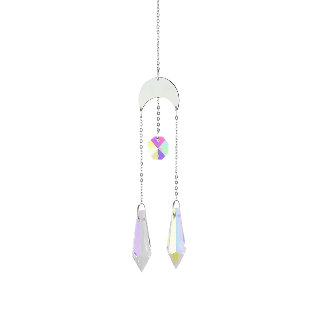 Wind Chime Crystal Catcher Hanging Ornaments Moon Prisms Home Room Pendant