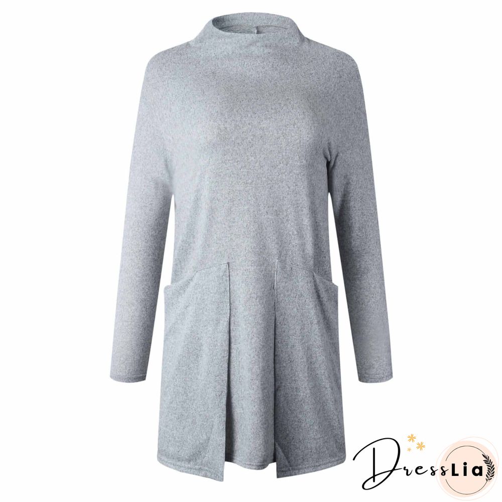 Fashion Round Neck Pocket Dress