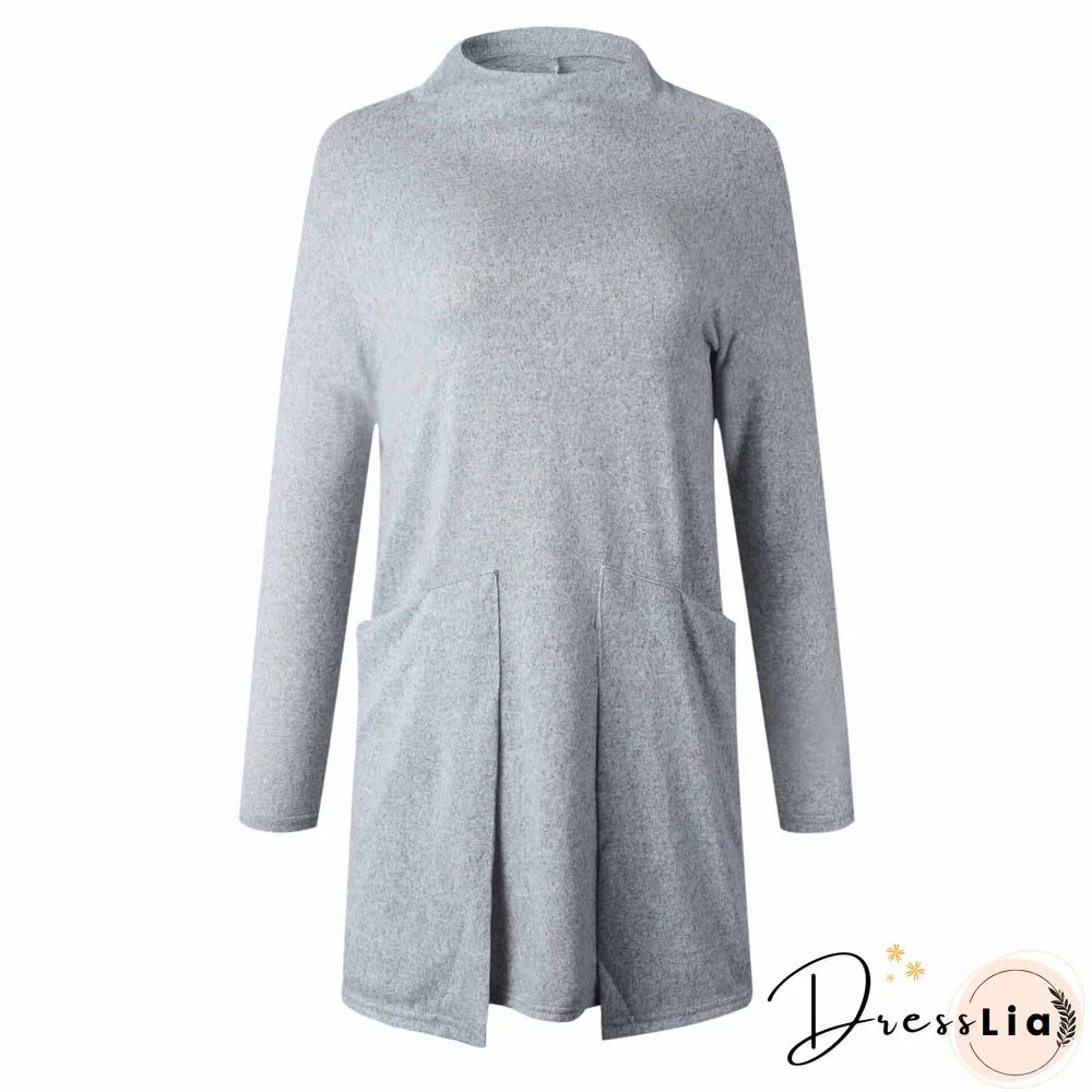 Fashion Round Neck Pocket Dress