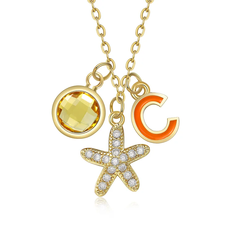 Personalized Star Necklace Custom Birthstone and Initial Kid's Necklace