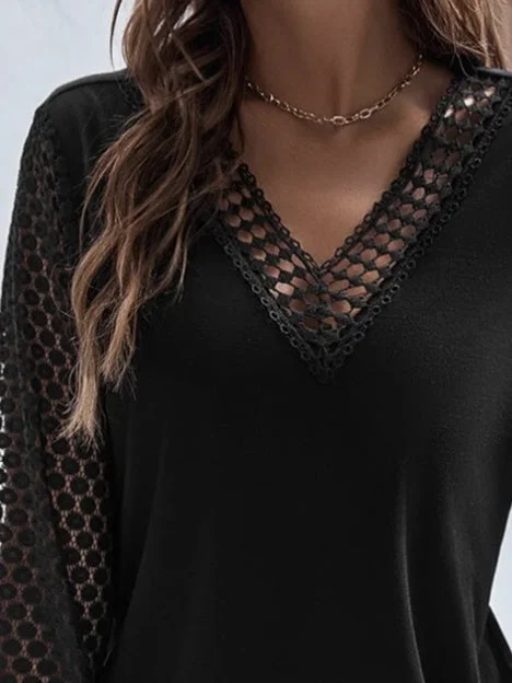 Women Half Sleeve V-neck Solid Color Dress