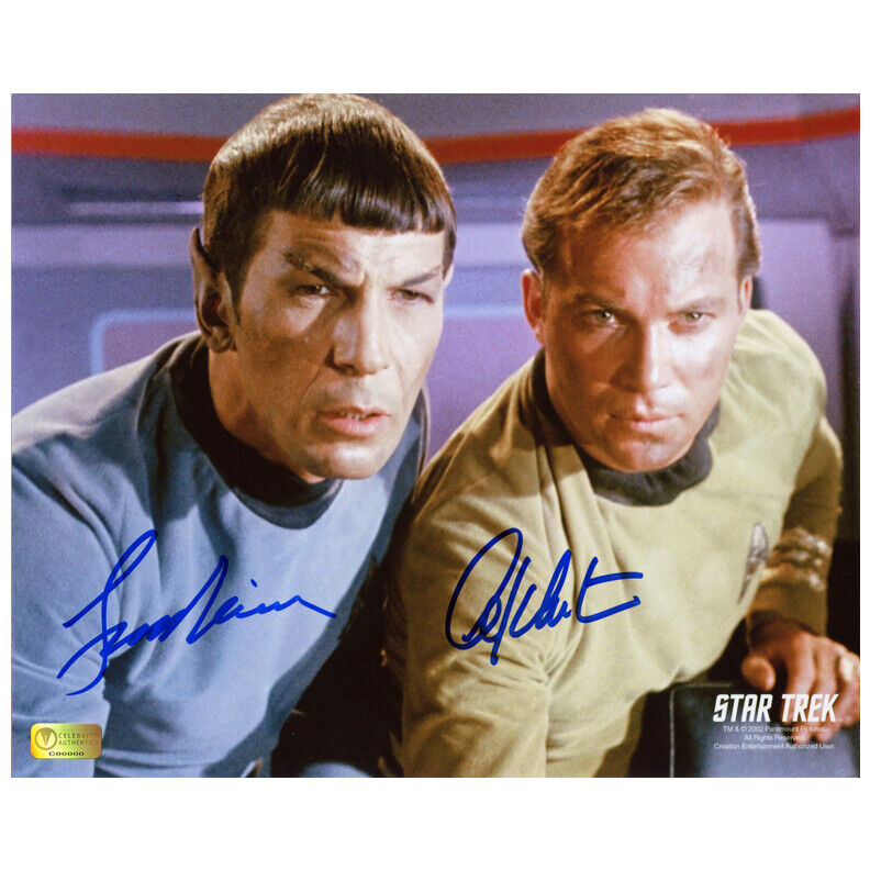 William Shatner, Leonard Nimoy Autographed Star Trek Kirk and Spock 8x10 Photo Poster painting