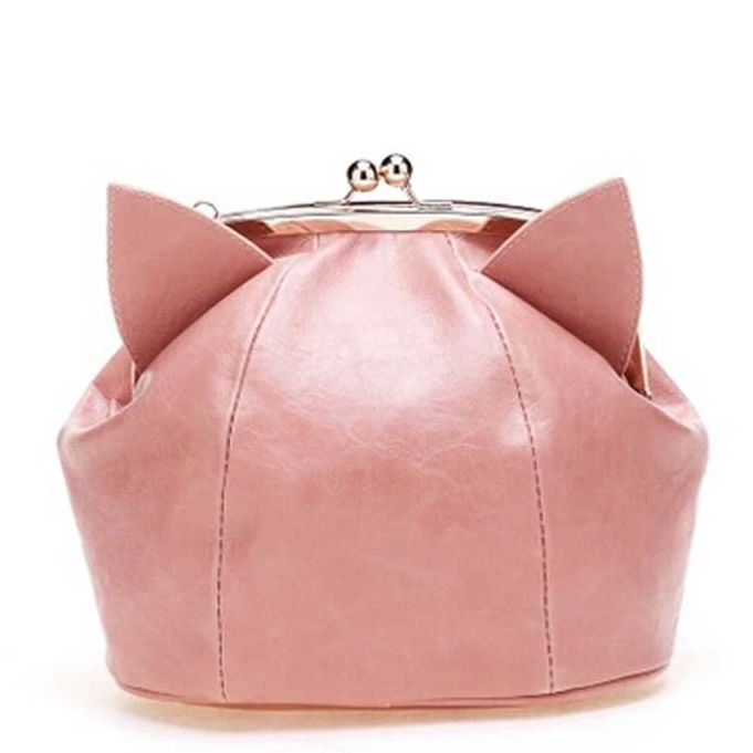 Pink/Black Cute kitten Mini Shoulder Bag SP152949