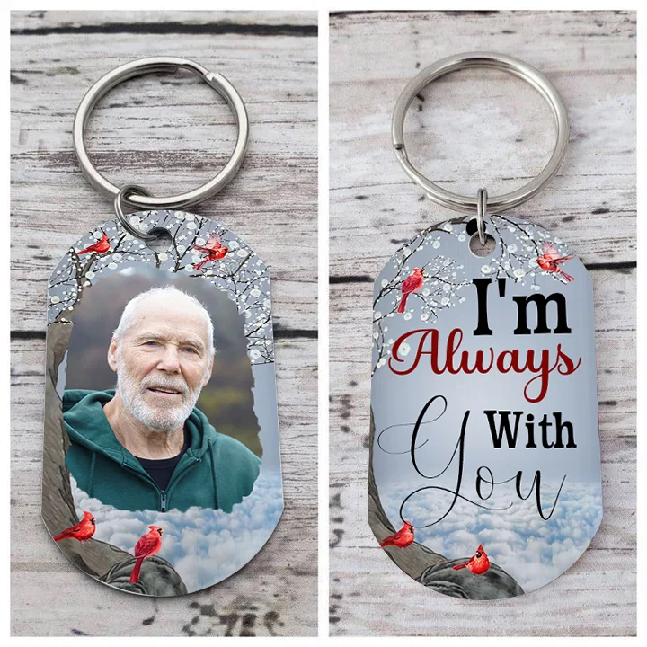 Cardinal Memorial Keychain Custom Photo Keyring Commemorate Deceased Loved Ones -  I'm Always With You
