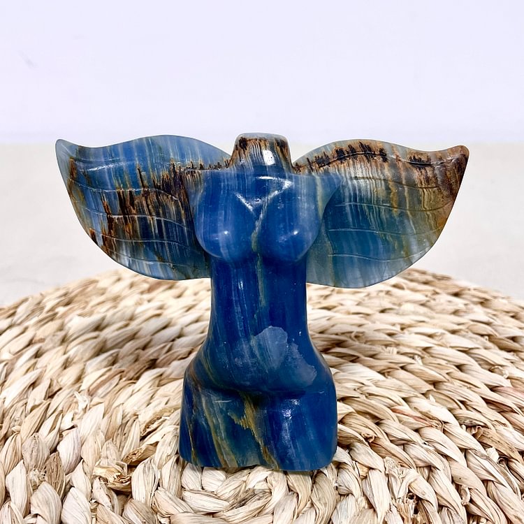 Angel Goddess/Woman Body Blue Onyx Carving