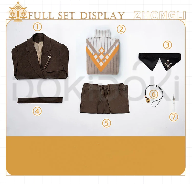 DokiDoki-SR Game Genshin Impact  Cosplay Costume Zhongli Doujin Zhong Li Casual  Wear 