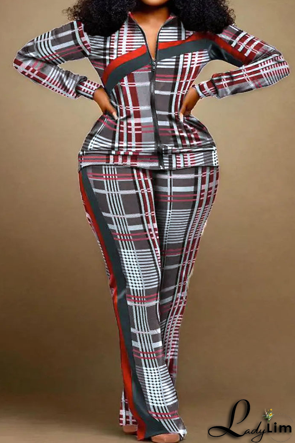 Camouflage Casual Print Patchwork Contrast Turndown Collar Plus Size Two Pieces