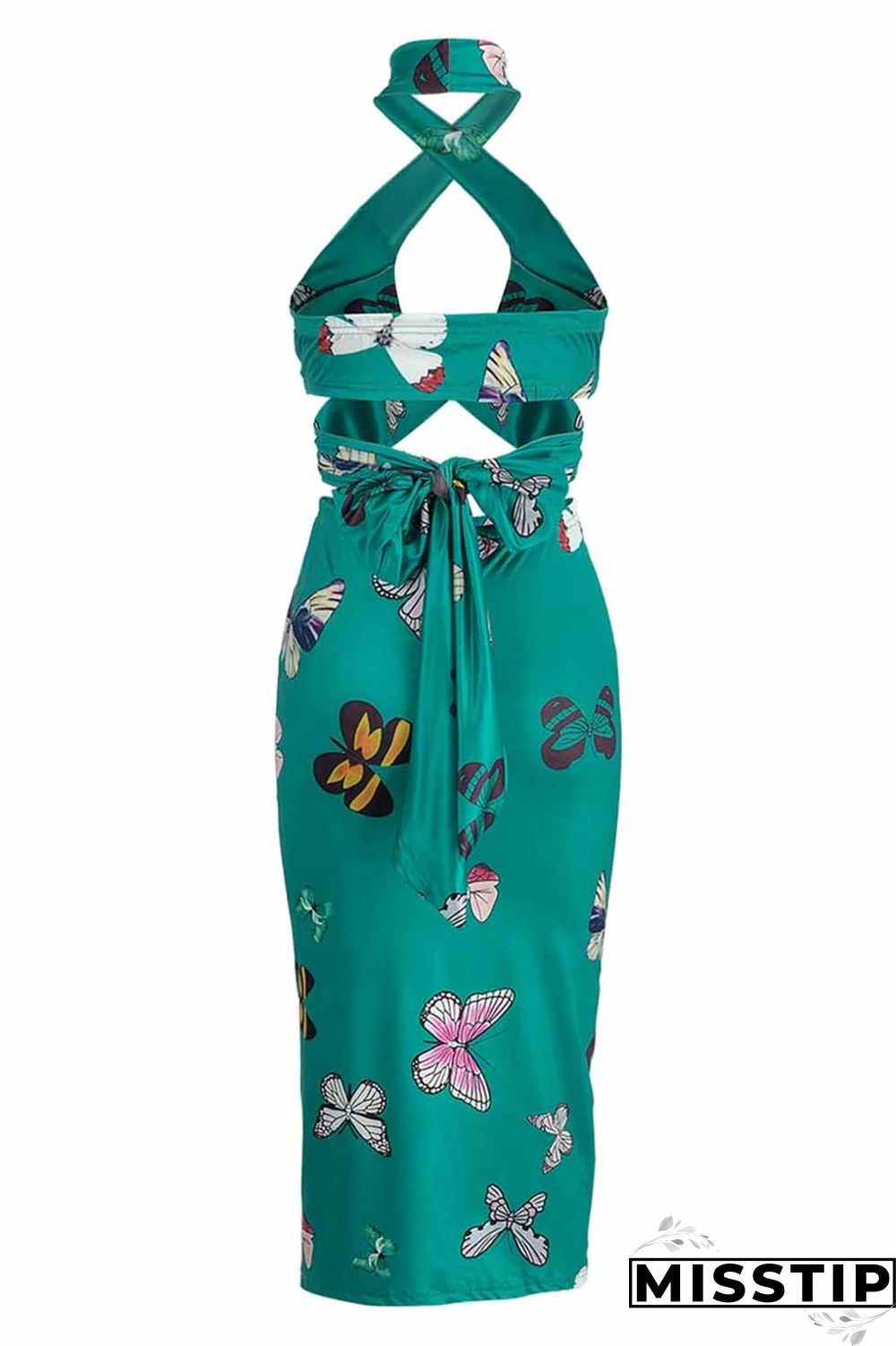 Leopard Print Fashion Street Print Patchwork Halter Sleeveless Two Pieces