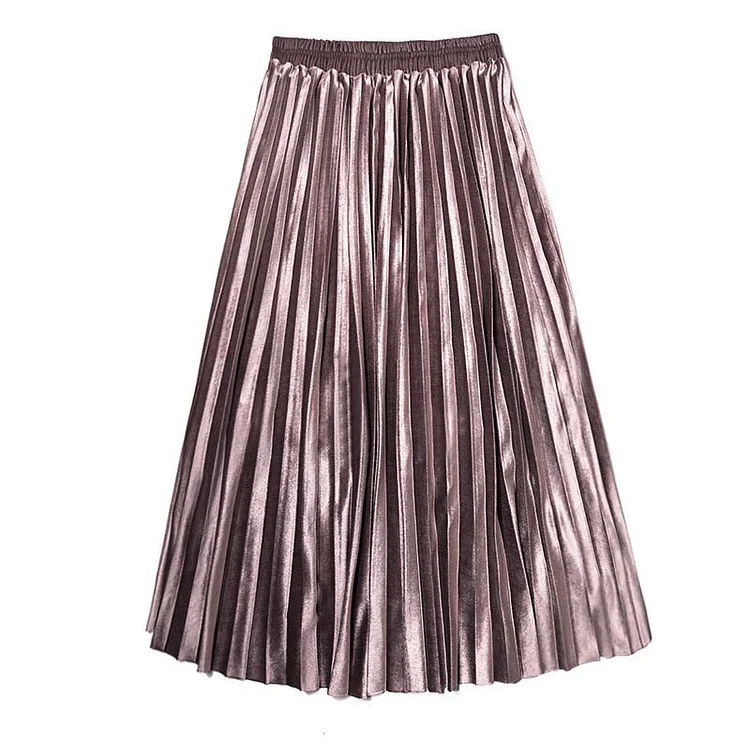 Pure Color Loose Pleated Skirt - Modakawa Modakawa