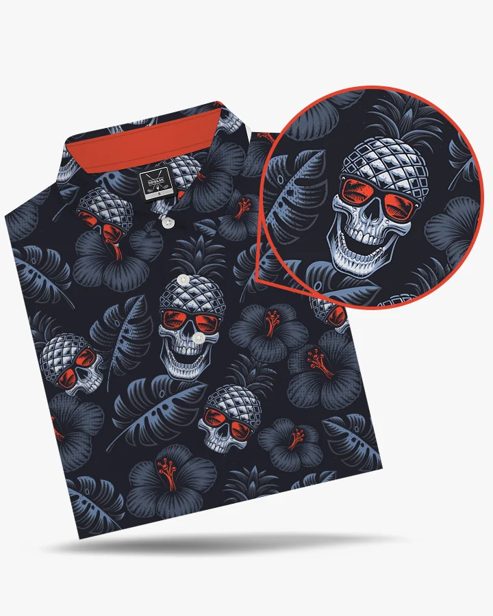 Pineapple Skull Polo - Black