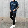 Men's Letter Printed Cuff Contrast T-shirt by Inlyline