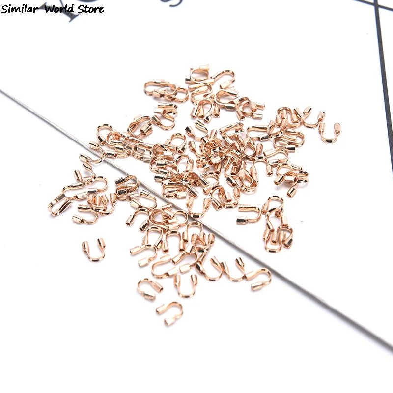 100pcs Stainless Steel Wire Protectors Wire Guard Guardian Protectors loops U Shape Clasps Connector For Jewelry Making Supplies