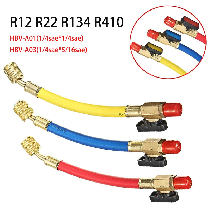 3pcs R134A R410 R22 800-4000 PSI Manifold Gauge Set A/C Refrigeration Charging Hose