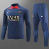 2023/2024 Psg Paris Saint-Germain Half-Pull Training Suit Navy blue Set love fball