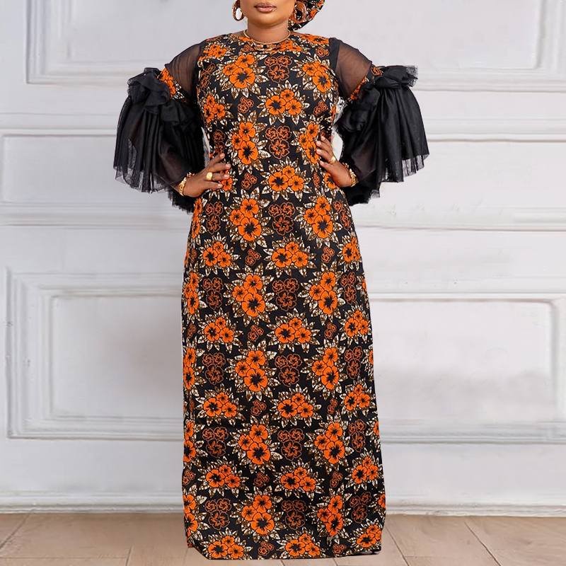 Summer Lace Party Dress 2022 VONDA Women Vintage Printed Patchwork Maxi Long Dress Baggy Oversized Vestido Femme A-Line Sundress