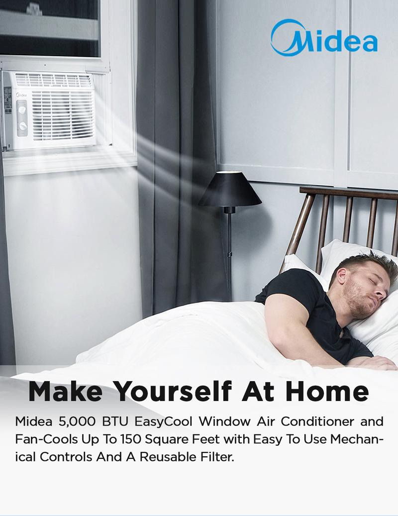 Product Introduction of Midea 5,000 BTU EasyCool Small Window Air Conditioner - Cool up to 150 Sq. Ft. with Easy-to-Use Mechanical Controls and Reusable Filter, Back to School, Gift, Perfect for Small Bedroom, Living Room, Home Office, Deals for you Days, gift 0