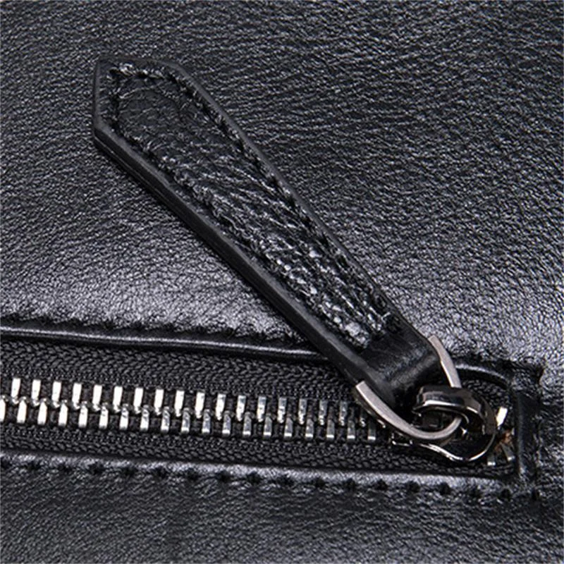 Men's Genuine Leather Casual Business Handbag Solid Color Crossbody Bag