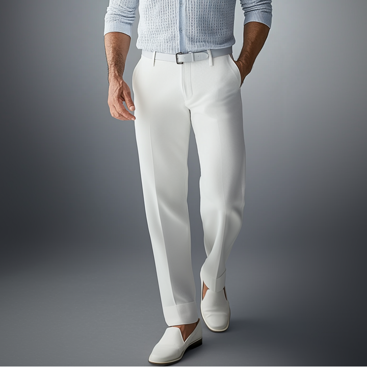Men's Solid Single Pleated Slant Pocket Suit Pants