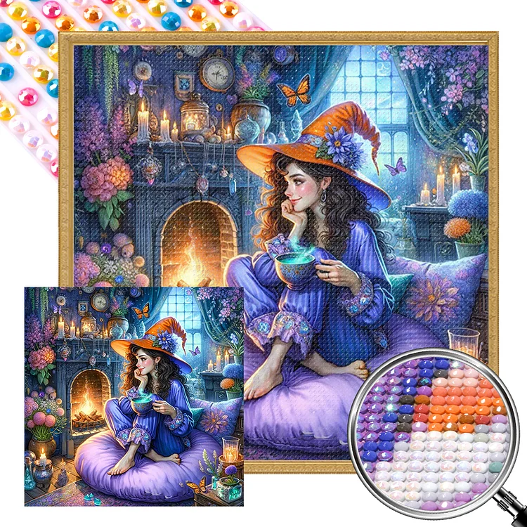 Leisure Time Witch - Full Round - Diamond Painting(45*45cm)