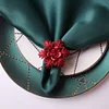 Red Blue Rose Snowflake Christmas Catering Napkin Ring