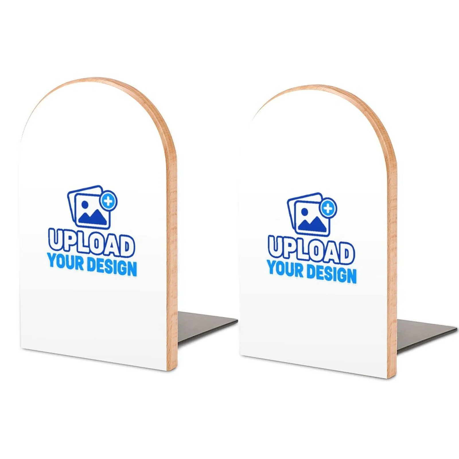 custom wood iron bookends, main product view