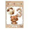Retro Cream Caramel Cartoon Bunny Bear 0 - 9 Numbers Latex Aluminum Film Balloons Flags Package Kids Birthday Party Decors