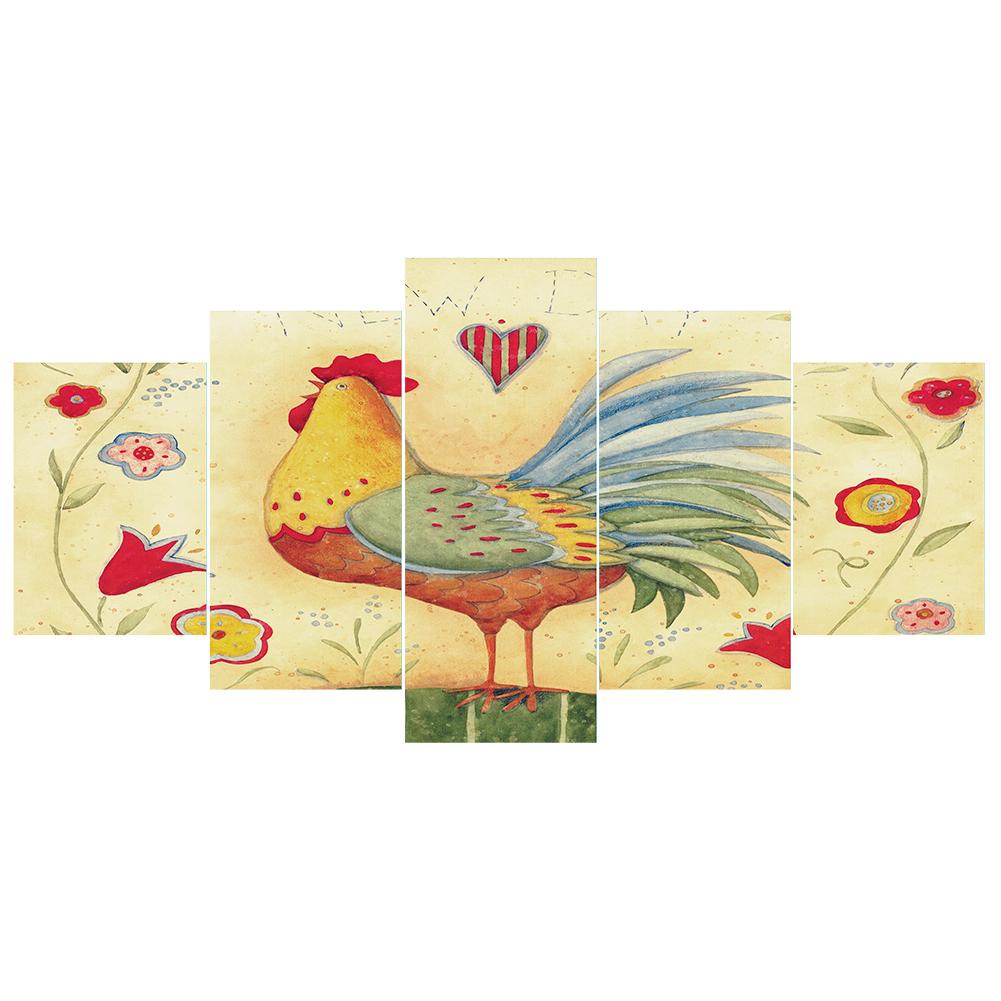 

95*45CM - Multi-picture Diamond Painting - 5pcs Rooster, 501 Original