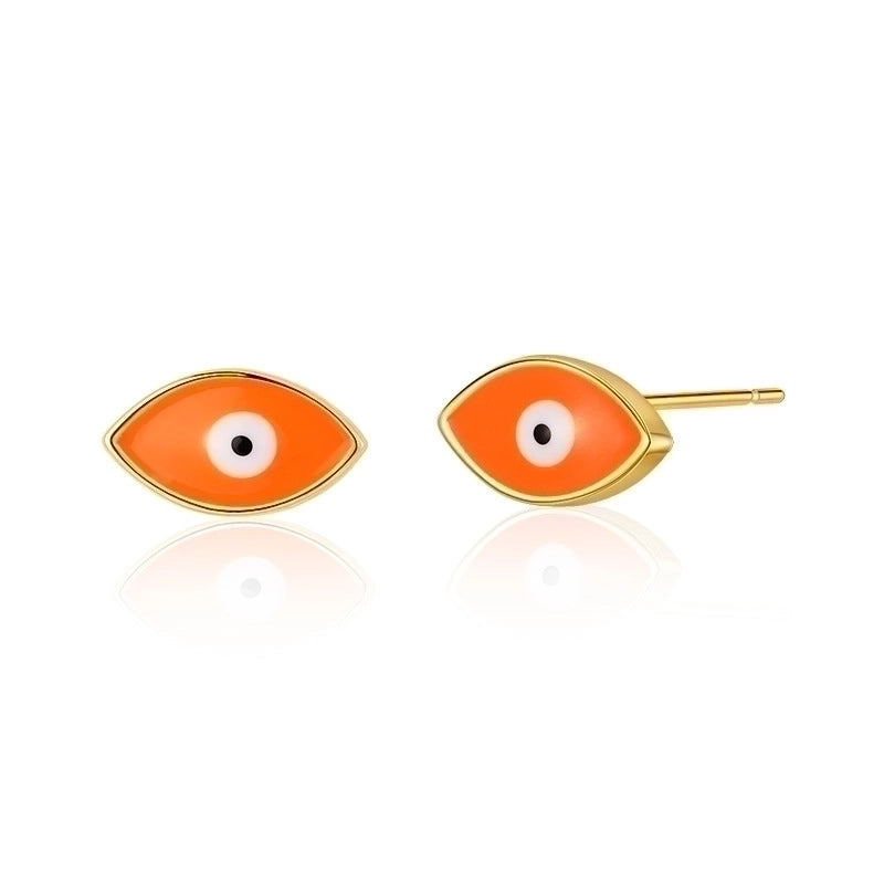 1 Pair Retro Sweet Triangle Devil’s Eye Heart Shape Enamel Plating Inlay Copper Zircon 18k Gold Plated Ear Studs