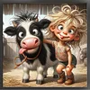 Girl And Cow - 11CT Stamped Cross Stitch - 40*40cm - Animal