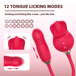 Alice Tongue-Licking Rose Toy with Thrusting Vibrator Female adult toys