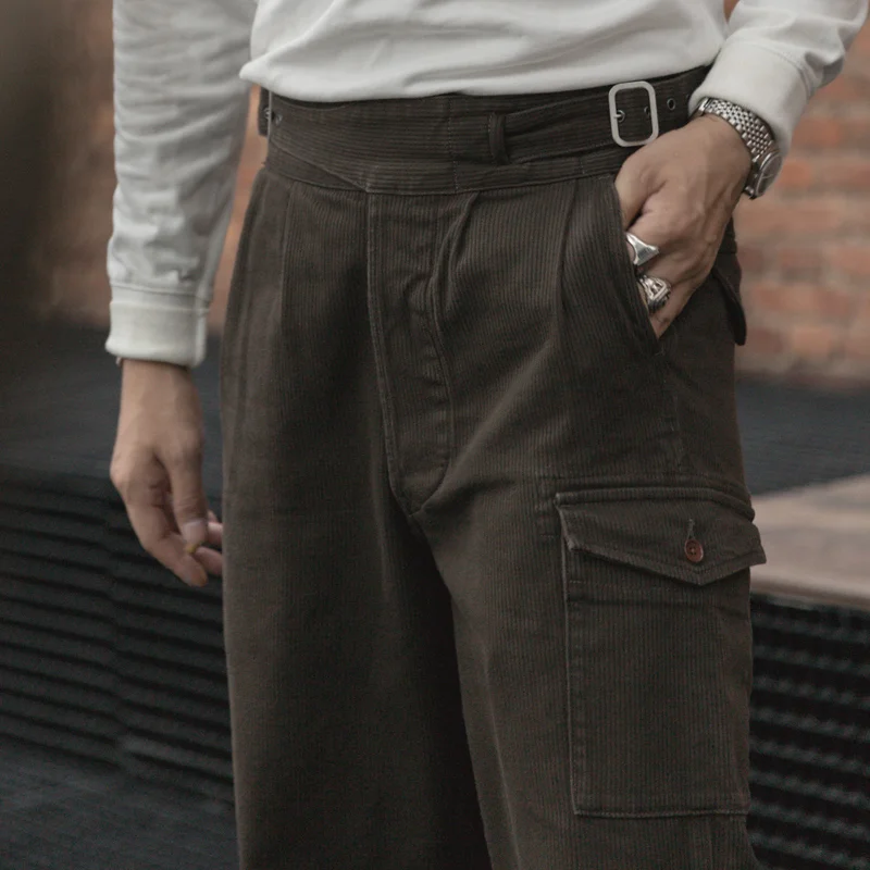 British Army Guerg Thick Corduroy High Waist Trousers