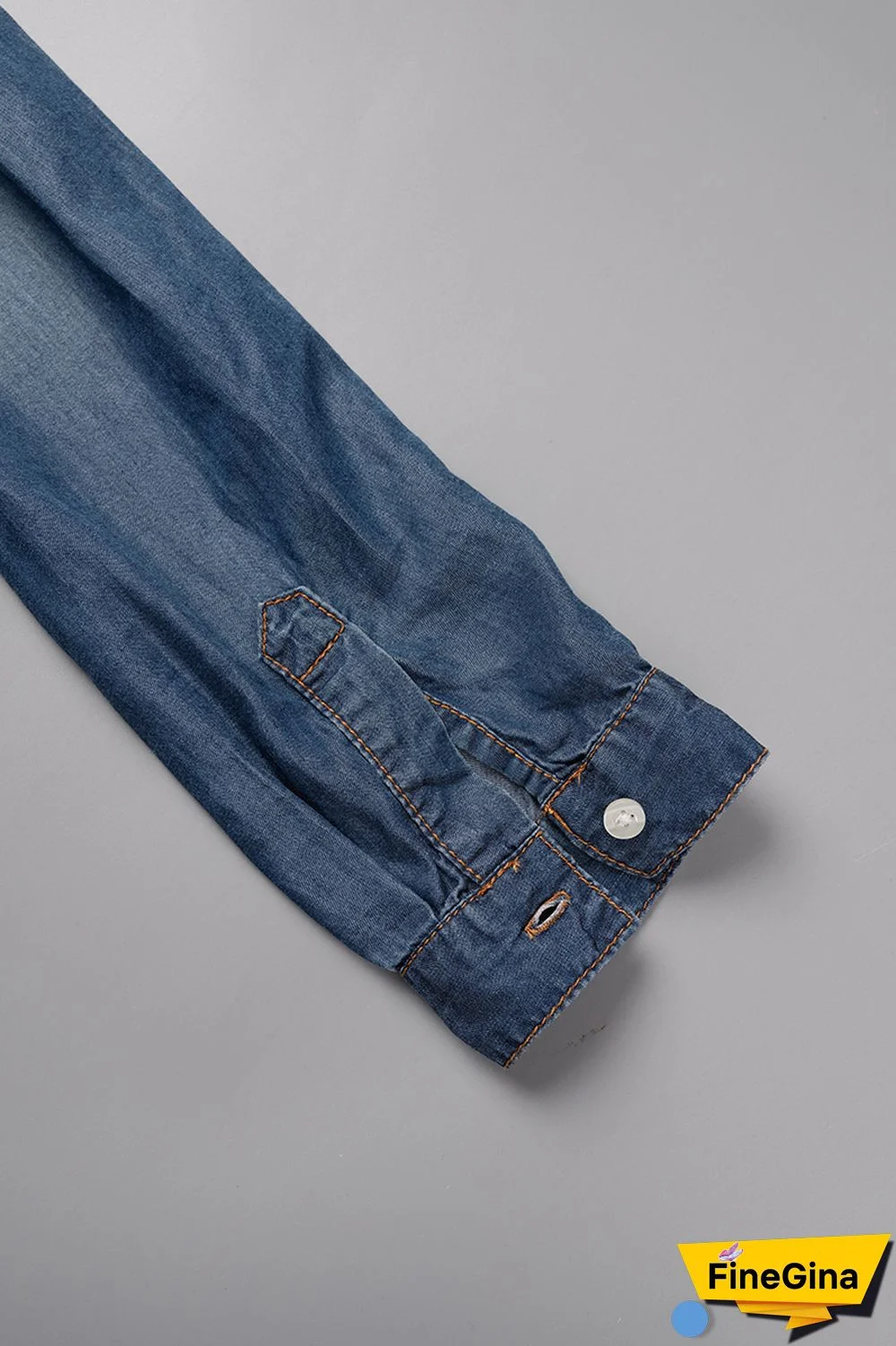 Blue Casual Solid Slit Turndown Collar Tops