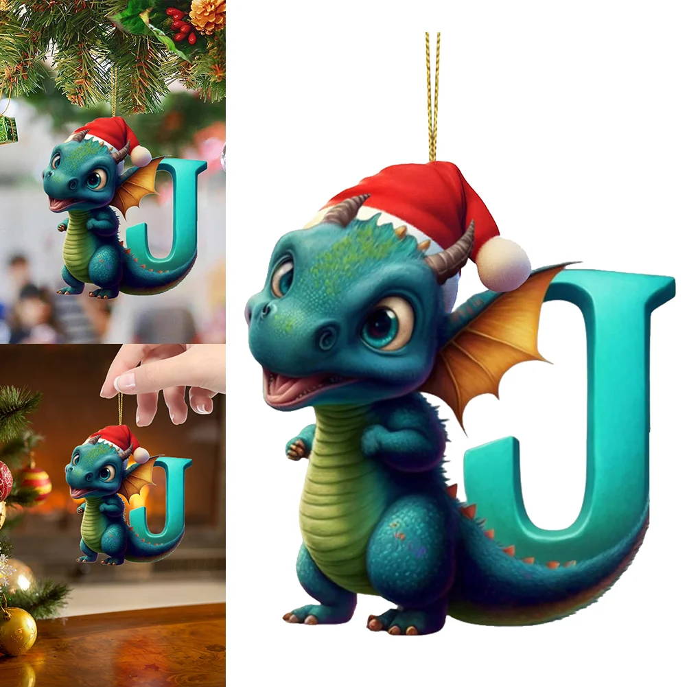 Christmas Cute Dragon Pendants Acrylic Letter Shaped Exquisite for Xmas Tree Car
