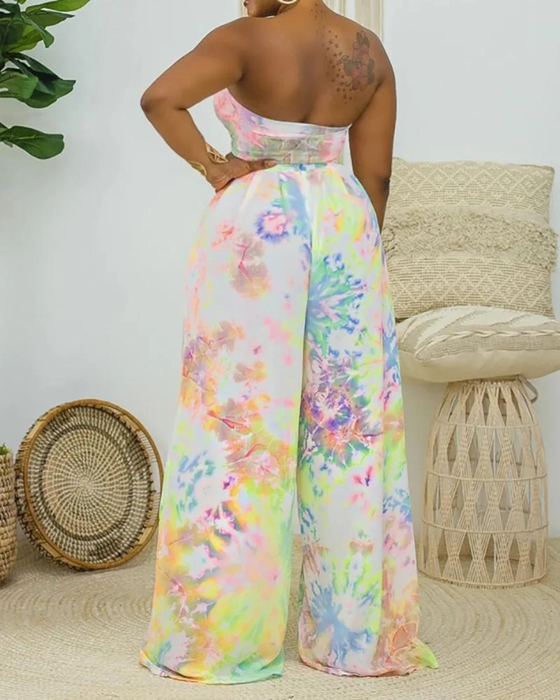 Tie-dye printed two piece set