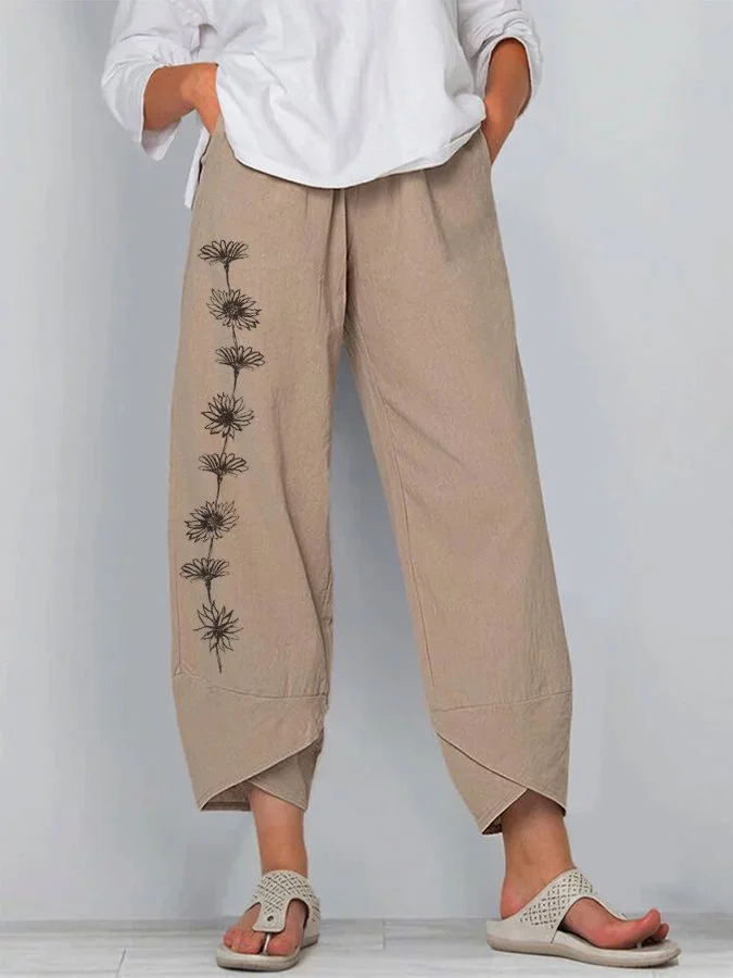 Women's Daisy Chain Print Cropped Pants