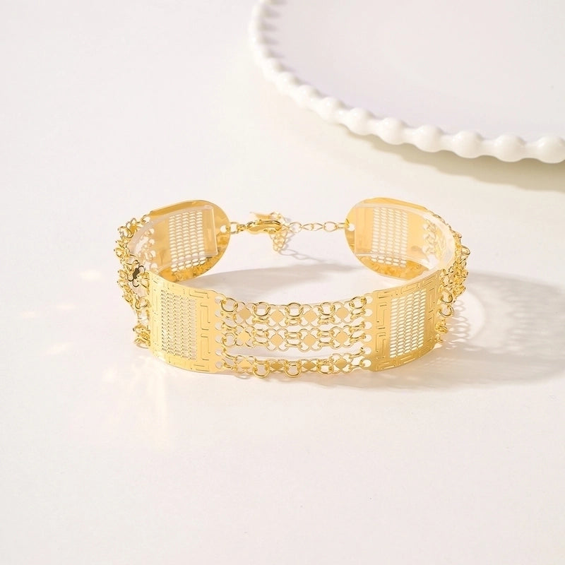 Elegant Lady Bridal Geometric Solid Color Copper 18K Gold Plated Bracelets