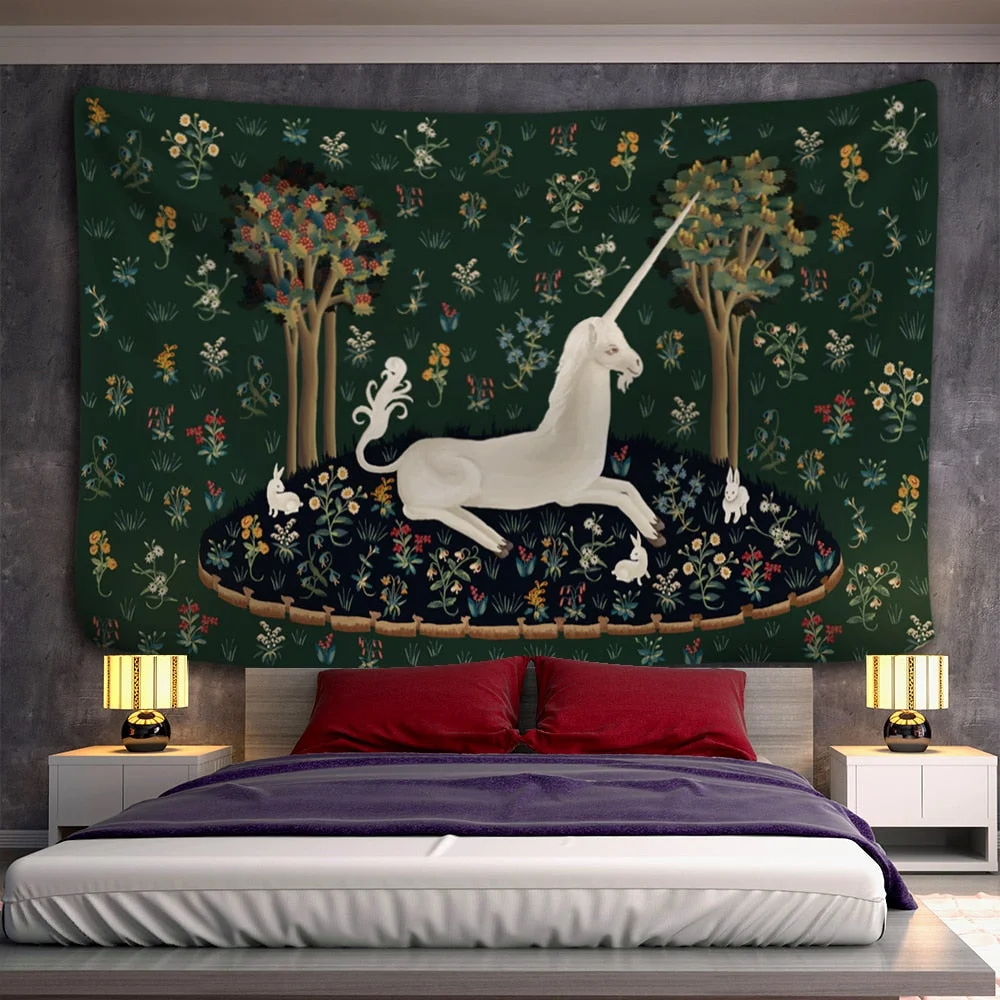 Retro Character Oil Painting Tapestry Wall Hanging Bohemian Witchcraft Hippie Mysterious Artist Home Decor