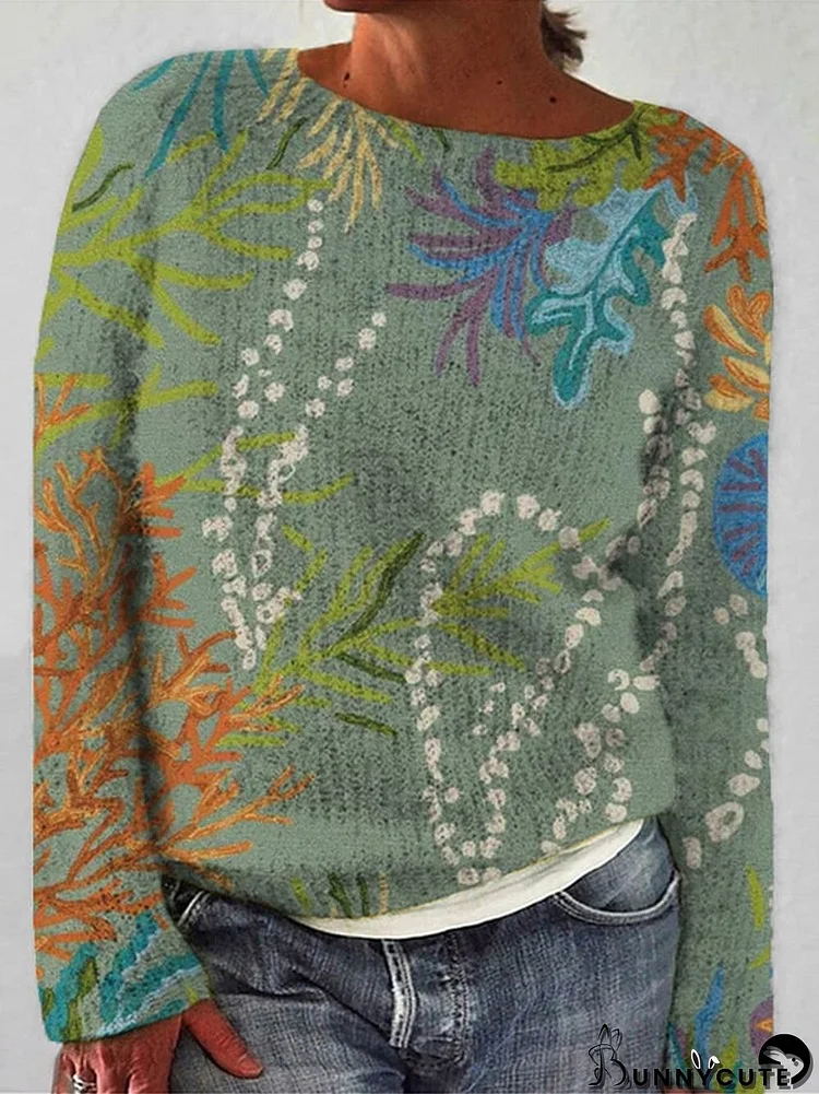 Stylish woven knitted printed sweater