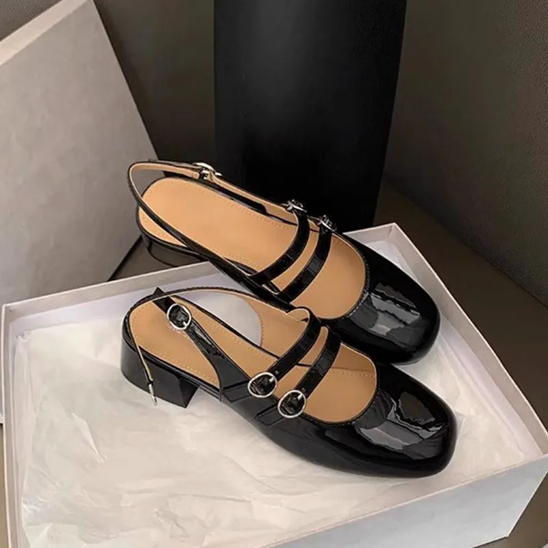 Breakj Breakj Jane Shoes Women's French Retro Small Red Shoes In The Summer Of 2025 New Double Buckle Shallow Mouth Coarse Single Shoes