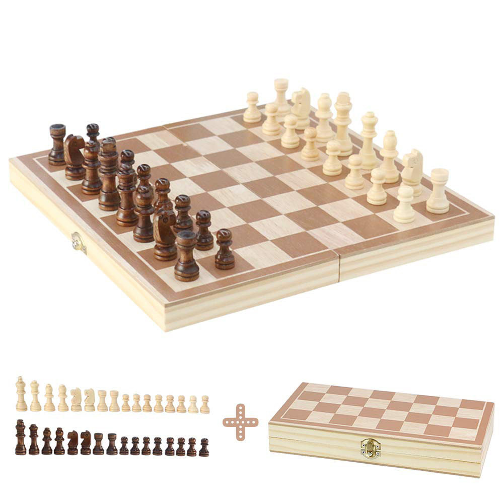 

Wooden Fighting Chess Folding Table Board Games Party Family Games, 501 Original