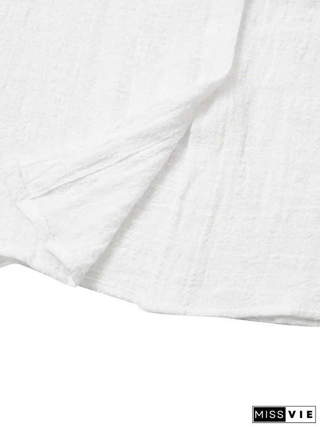 Women's Casual Dress Shirt Dress Cotton Linen Dress Mini Dress Blue Purple Pink Short Sleeve Pure Color Spring Summer V Neck Beach Basic Daily Weekend Loose Fit Linen S M L XL XXL 3XL