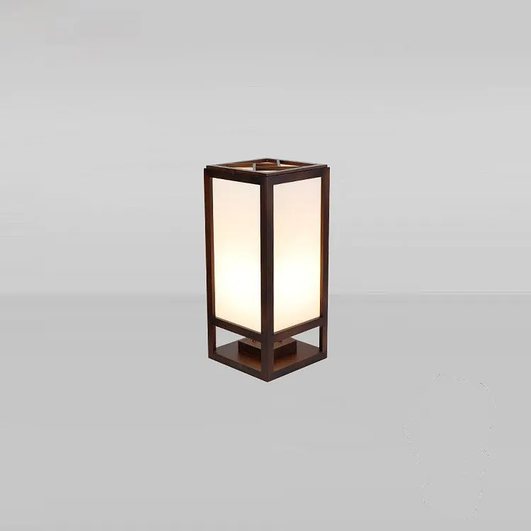 Traditional Chinese Rectangular Parchment Wood 1-Light Standing Floor Lamp For Entertainment Rooms
